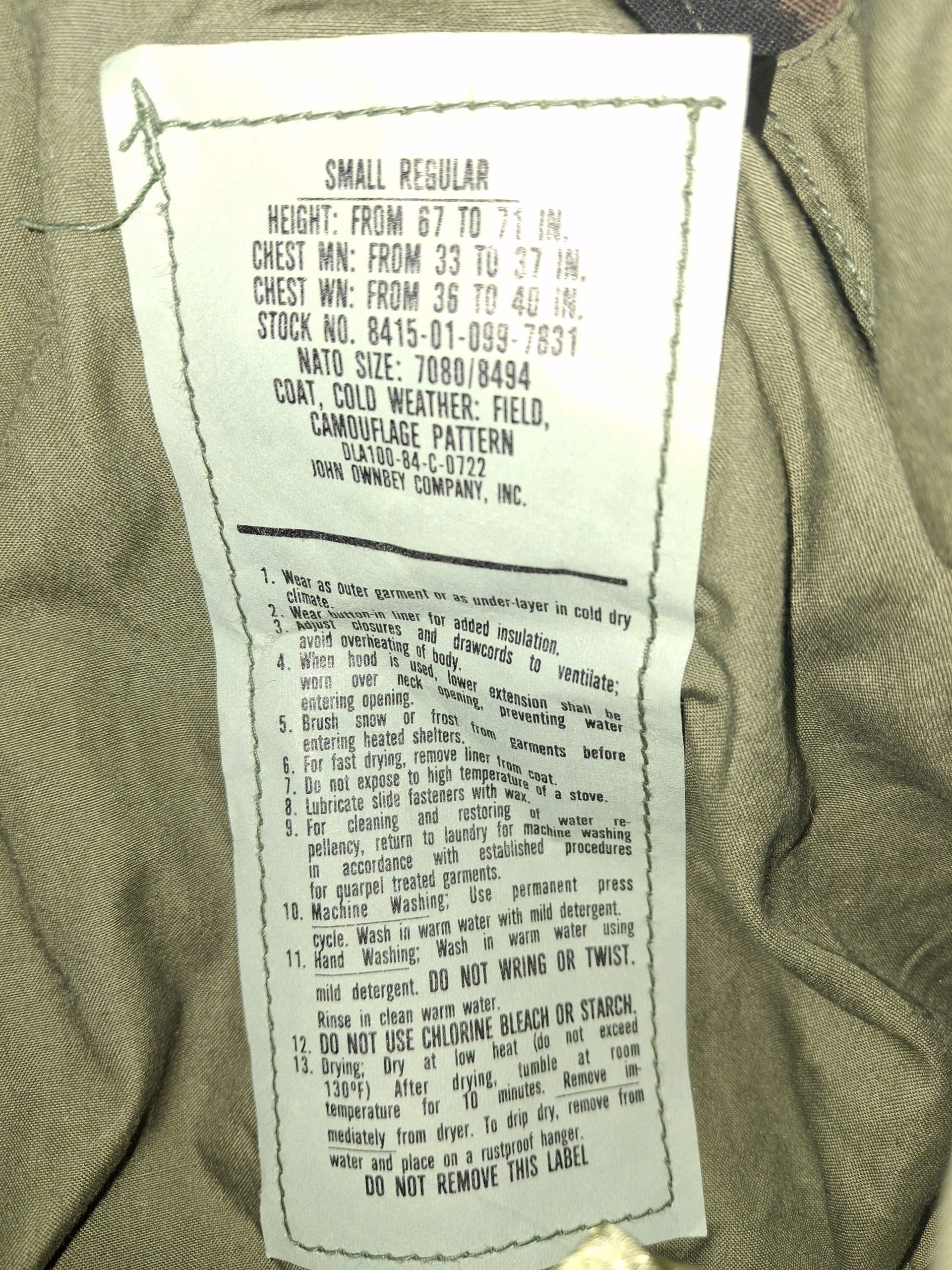 M65 Field Jacket W/Liner Small-Regular - Image 5